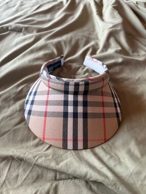 Burberry Check Plaid Sun Visor - Tan Pink Black
